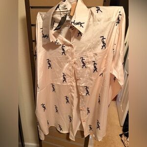 Fashion -Inspired Pink Logo-Print Men's Shirt